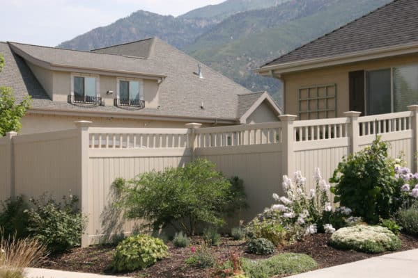 tan picket top fence