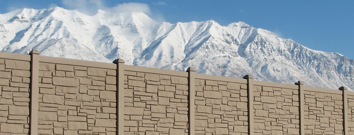 composite fence with stone texture