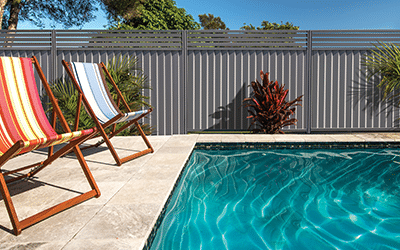 colorbond fence by the pool