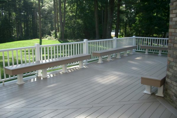 large deck with picket railing