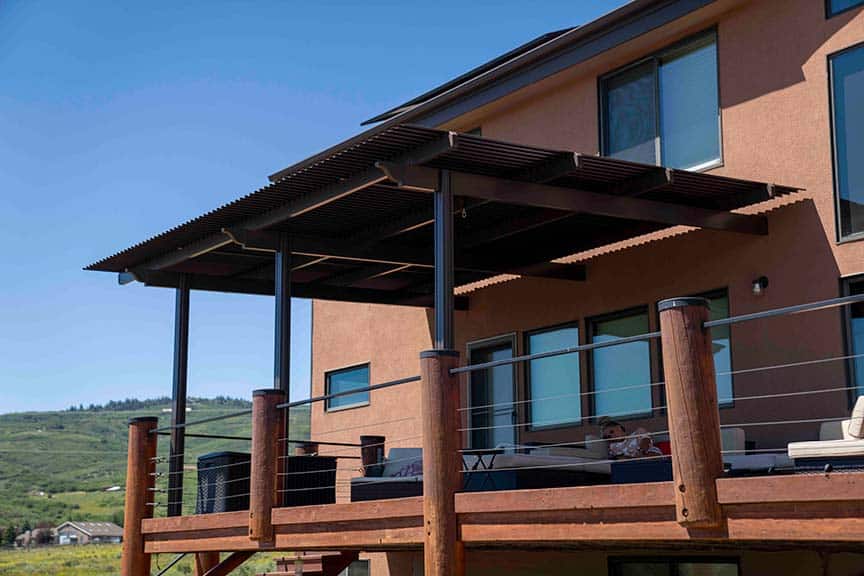 louvered pergola over deck