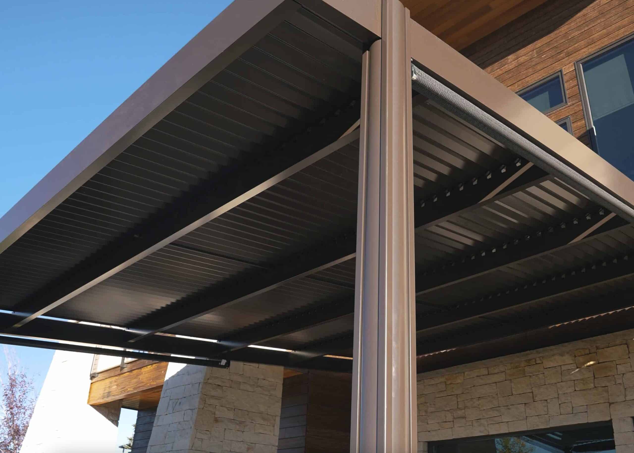 brown patio cover with modern home